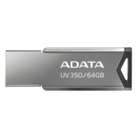 ADATA Flash Disk 64GB UV350, USB 3.2 Dash Drive, tmavo strieborná textúra kov