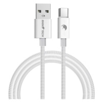 RhinoTech kábel s nylonovým opletom USB-A na USB-C 27W 1M biela