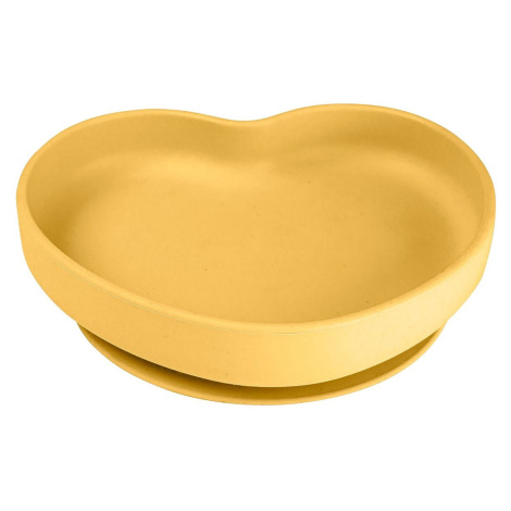 Canpol babies Silikónový tanier s prísavkou srdca žltý