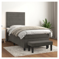 vidaXL Posteľný rám boxspring s matracom tmavosivý 90x190 cm zamat