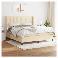 vidaXL Posteľný rám boxspring s matracom krémový 160x200 cm látka