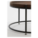 Hnedé kožené okrúhle konferenčné stolíky v súprave 2 ks ø 79 cm Jairo - Light & Living