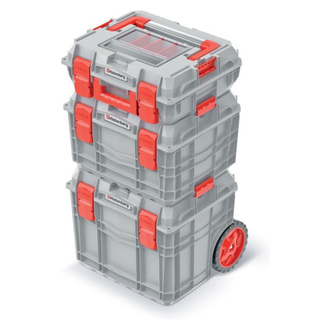 Sada kufrů na nářadí 3 ks CEBLOCCK ALLU LOG 45 x 38 x 84,5 cm šedo-červená Prosperplast