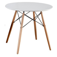 KONDELA Gamin 80 New okrúhly jedálenský stôl biela / buk