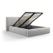 Svetlosivá čalúnená dvojlôžková posteľ s úložným priestorom a roštom 140x200 cm Arendal – Cosmop