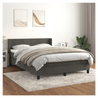 vidaXL Posteľný rám boxspring s matracom tmavosivý 140x190 cm zamat