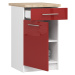 Kuchyňská skříňka Olivie S 50 cm 1D 1S bílo-červená