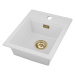 Sink Quality Ferrum New 4050, 1-komorový granitový drez 400x500x185 mm + zlatý sifón, biela, SKQ