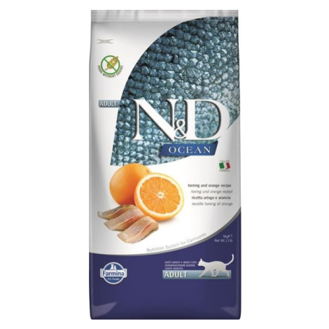 Farmina N&D cat OCEAN (GF) adult, herring & orange granule pre mačky 5kg