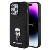 Karl Lagerfeld Fixed Glitter Metal Ikonik Zadný Kryt pre iPhone 15 Pro Max Black