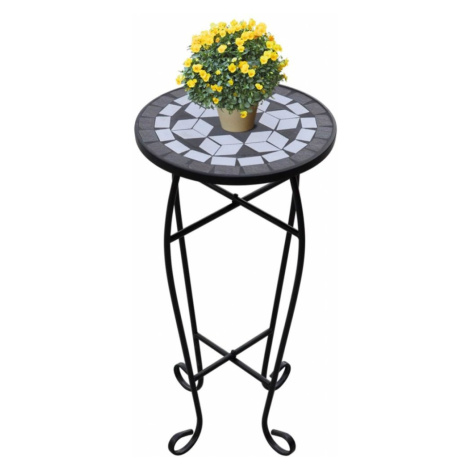 Mozaikový stolík na kvety keramika Dekorhome Čierna,Mozaikový stolík na kvety keramika Dekorhome vidaXL