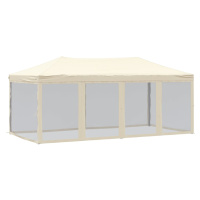 vidaXL Skladací párty stan s bočnicami krémový 3x6 m