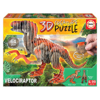 Puzzle dinosaurus Velociraptor 3D Creature Educa dĺžka 55 cm 64 dielov