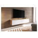 Expedo TV stolík MENDES D 140, 140x30x32, dub wotan/biela lesk + LED