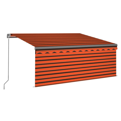 vidaXL Ručne zaťahovacia markíza s tienidlom&LED 3x2,5m oranžovo-hnedá