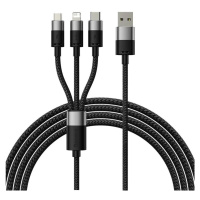 Kábel 3in1 USB cable Baseus StarSpeed Series, USB-C + Micro + Lightning 3,5A, 1.2m (Black) (6932