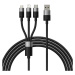 Kábel 3in1 USB cable Baseus StarSpeed Series, USB-C + Micro + Lightning 3,5A, 1.2m (Black) (6932