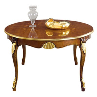 Estila Luxusný okrúhly rozkladací jedálenský stôl Pasiones z lakovaného masívneho dreva so zlatý