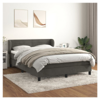 vidaXL Posteľný rám boxspring s matracom tmavosivý 160x200 cm zamat