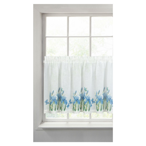 Biela záclona na páske ALA s potlačou kvetov 150x60 cm Eurofirany