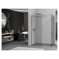 Mexen Kioto, 2-stenová sprchová zástena Walk-In 160 x 120 cm, 8mm číre sklo, medený matný profil