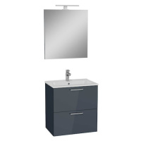 VitrA Mia kúpeľňová zostava s umývadlom, zrkadlom a osvetlením 59x61x39,5 cm antracitový lesk MI