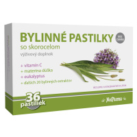 MEDPHARMA BYLINNÉ PASTILKY Bez cukru so skorocelom, materina dúška, vitamín C 36 pastiliek