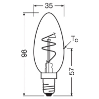 OSRAM LED Vintage B28 E14 4,6W 927 špirálové vlákno číre tmavé