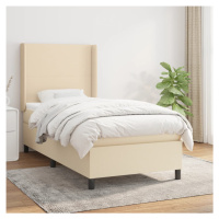 vidaXL Posteľný rám boxspring s matracom krémový 90x190 cm látka