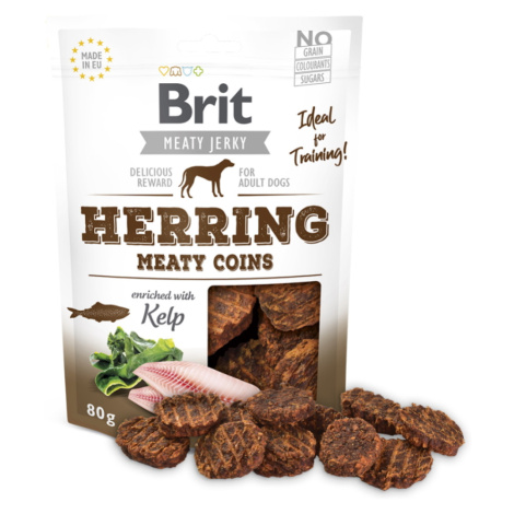 BRIT Jerky Herring Meaty Coins maškrty pre psov 80 g