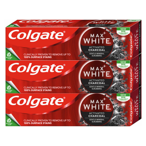 COLGATE Zubná pasta Max White Charcoal 3 x 75 ml