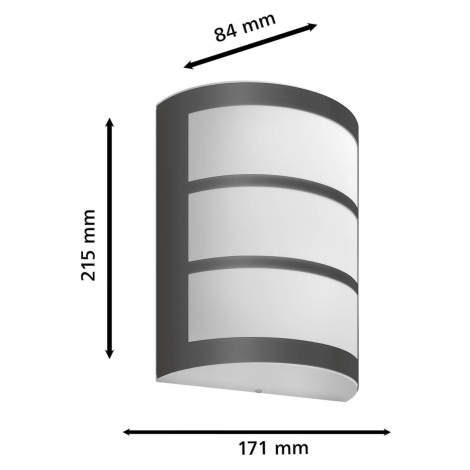Vonkajšie nástenné svietidlo Philips LED Python UE, antracitová farba