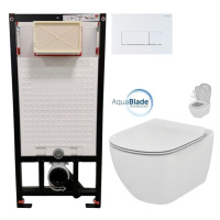 DEANTE Podstavný rám, pre závesné WC misy + SLIM tlačidlo bílé  + WC Ideal Standard Tesi so seda