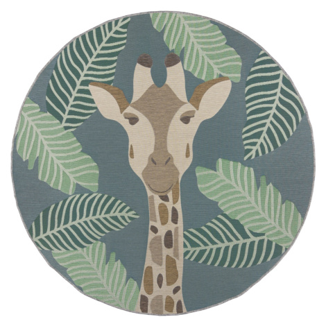 Kusový koberec Dauntless Eric Giraffe Blue – na ven i na doma - 160x160 (průměr) kruh cm Flair R