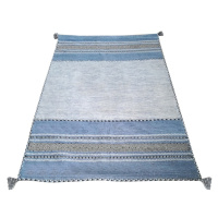 Modro-sivý bavlnený koberec Webtappeti Antique Kilim, 60 x 90 cm
