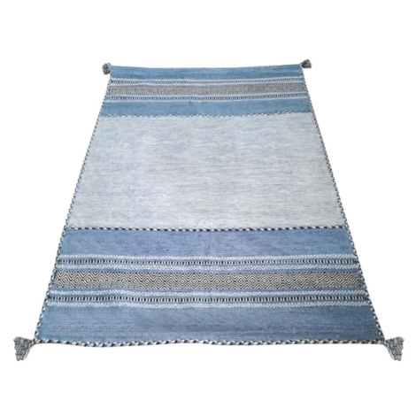 Modro-sivý bavlnený koberec Webtappeti Antique Kilim, 60 x 90 cm