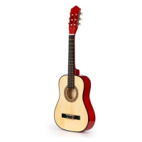 Veľká drevená detská gitara v červenej farbe