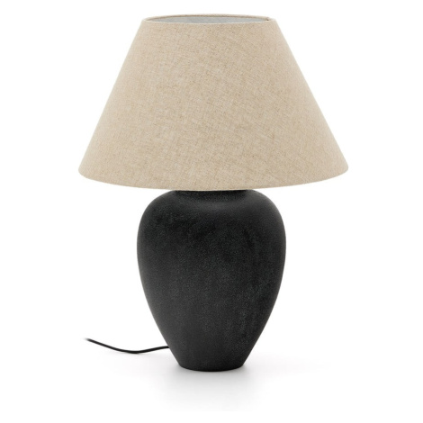 Čierno-béžová stolová lampa s textilným tienidlom (výška 60 cm) Mercadal – Kave Home