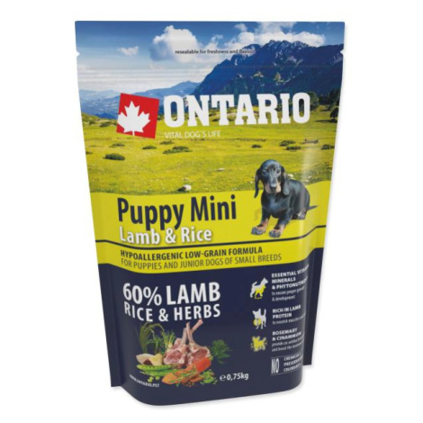 Krmivo Ontario Puppy Mini Lamb & Rice 0,75kg