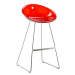 PEDRALI - Vysoká barová stolička GLISS 906 DS s chrómovým podstavcom - transparentná červená