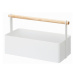 Biely multifunkčný box s detailom z bukového dreva YAMAZAKI Tosca Tool Box, dĺžka 29 cm