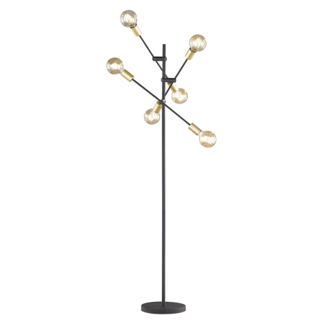 Stojaca lampa Cross moderný čierno-zlatý dizajn TRIO
