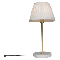 Retro stolná lampa mosadz s nariaseným tienidlom krémová 25 cm - Kaso