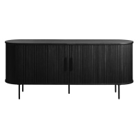 Čierna nízka komoda v dekore duba s posuvnými dverami 76x180 cm Nola – Unique Furniture