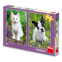 Dino Buldoček a mačiatko 2 x 48 Puzzle