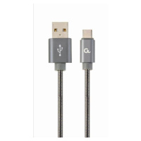 GEMBIRD CABLEXPERT USB 2.0 Kábel AM na typ C (AM/CM), 2 m, kovová špirála, sivý, blister, PREMIU