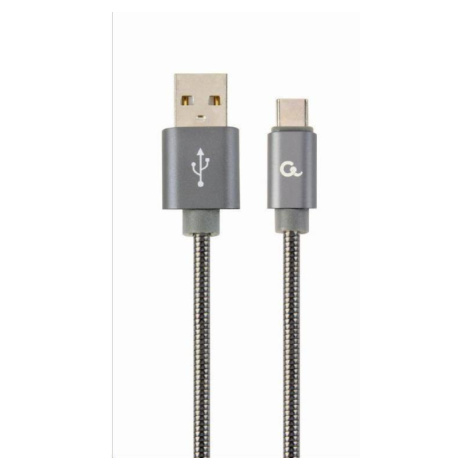 GEMBIRD CABLEXPERT USB 2.0 Kábel AM na typ C (AM/CM), 2 m, kovová špirála, sivý, blister, PREMIU