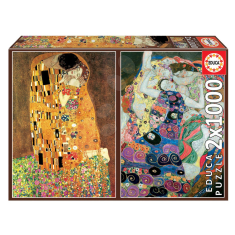 Puzzle El Beso+La Virgen Gustav Klimt Educa 2x1000 dielov a Fix lepidlo od 11 rokov