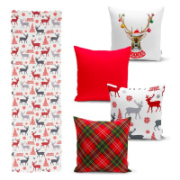 Súprava 4 vianočných obliečok na vankúš a behúň na stôl Minimalist Cushion Covers Christmas Orna