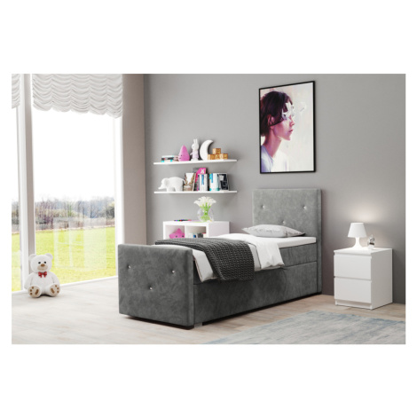 Expedo Čalúnená posteľ boxspring COLITA + topper, 100x200, riviera 91, ľavá